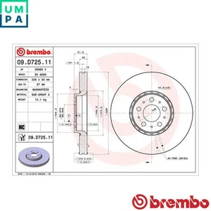 2x BRAKE DISC 09.D725.11 FOR VOLVO XC90/VAN D5244T5/5244T18/5244T4 2.4L 5cyl - Picture 1 of 7