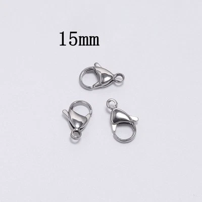 20PCS Stainless Steel Lobster Clasp, 15mm Jewelry Connector Findings SSF06-15mm - Image 1 of 2