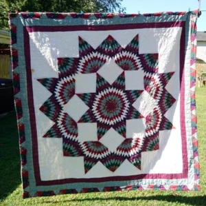 VTG Quilt Hand Stitched Handmade Bedspread 77" X 75" Full Queen - Picture 1 of 10