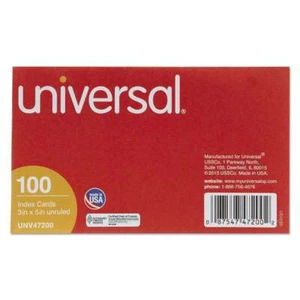 Universal Unruled Index Cards, 3 x 5, White, 100/Pack - Picture 1 of 3