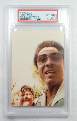 1980 TONY PEREZ Signed Original Snapshot Photo-HALL OF FAME-REDS-RED SOX-PSA - Image 1 of 4