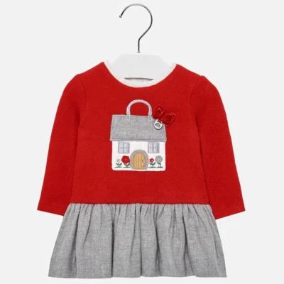 Mayoral Kleinkind Mädchen Hauskleid in rot mit grau