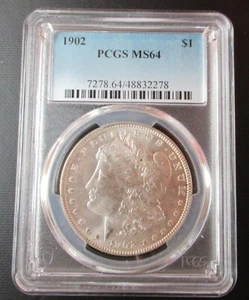 1902 P Morgan Silver Dollar $1 PCGS Certified MS64 - FREE PRIORITY SHIPPING ! - Picture 1 of 4