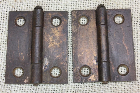 2 Old Cabinet Door Hinges Interior Shutter Rustic Copper 1 1/2 X 2 Removable Pin Cover