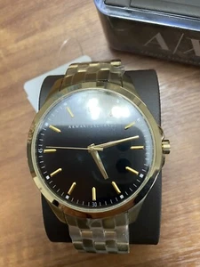 $190 MSRP | Armani Exchange Men’s Gold-plated Black Dial Quartz Watch- AX2145 - Picture 1 of 9
