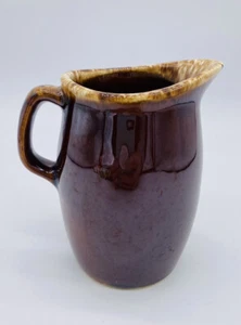 Hull USA Brown Drip Pitcher Glaze Pottery Small 4 3/4" Milk Cream Pitcher - Picture 1 of 9