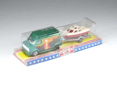 NOREV - Die-Cast Metal - Van Américain camping car et remorque - En boite - Photo 1/4