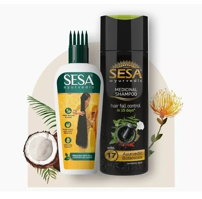 UK SESA Ayurvedic Natural Hair Growth Oil 200ml & Shampoo Prevent HairFall 200ml