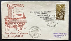 SPAIN 1956 Philatelic Exposition, Santa Coloma de Gramanet Cover (K1290) - Picture 1 of 2