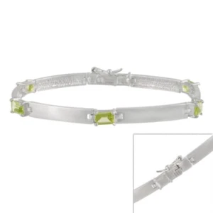 925 Silver Peridot Link Bracelet - Picture 1 of 1