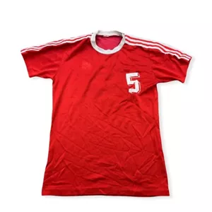 Maillot Adidas vintage taille M années 70 80 rouge #5 football soccer shirt TE6 - Photo 1/10