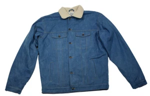 Jeansjacke gefüttert Denim Herren Jacke Blau Teddyfutter Einzelstück Größe XL - Bild 1 von 3