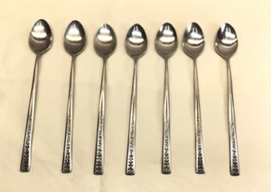 Juego de 7 cucharas de té heladas vintage Nasco acero inoxidable Corea cubiertos - Imagen 1 de 5