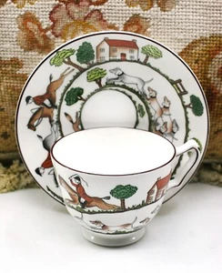 FOX HUNT HUNTING CROWN STAFFORDSHIRE CUP AND SAUCER - Picture 1 of 12