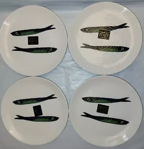 "Plato de ensalada 4ct Ceramiche Italia Sardina Pescado Costa Playa Náutica 8""" - Imagen 1 de 9