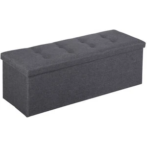 43 Inch Folding Storage Ottoman Bench Storage Chest Footrest Max 660lb Dark Gray - Picture 1 of 24
