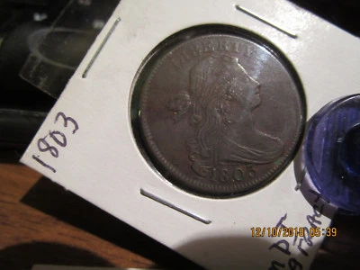 1803  Draped Bust Large Cent   AU  Small Date/Large Fraction - Image 1 of 4
