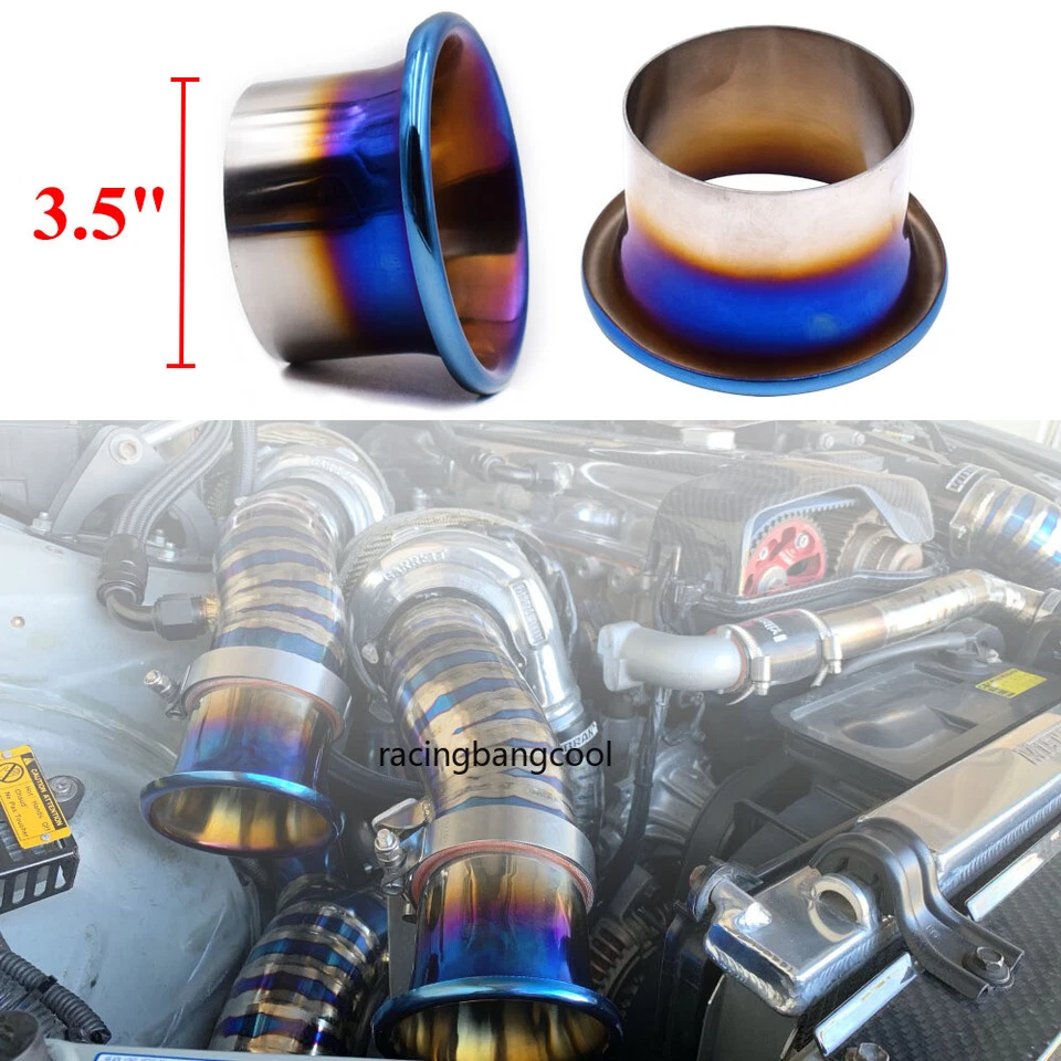 3.5'' JDM Titanium Blue Cold Air Intake System Stack Kit Turbo Horn Funnel Kit - Image 1 of 4