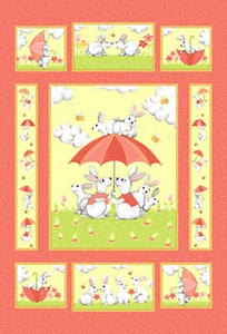 Parches de edredón Bunny panel multicolor de 30" tela 100 % algodón por el panel - Imagen 1 de 1