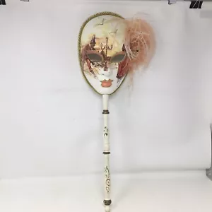 Authentic La Maschera del Galeone Hand Painted Peach Gold Venetian Mask W/tags - Picture 1 of 10