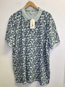 NWT Ben Sherman Floral Print Polo Shirt Men's XXL Eggshell Green Cotton Knit - Picture 1 of 6