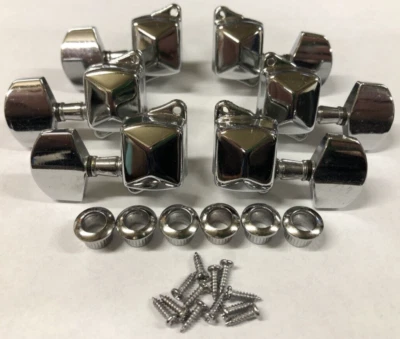 Epiphone Full Set of Chrome 3x3 Tuners With Ferrules and Screws - Image 1 of 4