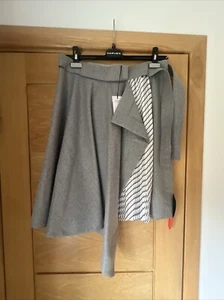 Carven Grey Jupe Draped Asymmetric Wool And Silk Blend Skirt BNWT RRP£460 Size 8 - Picture 1 of 6