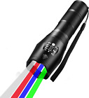 4 In 1 Multicolor Flashlight, 300 Lumen Zoomable One Mode White Red Green Blue L