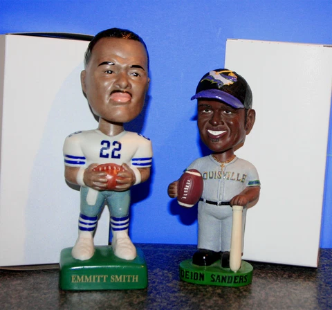 Lot 2 Dallas Cowboys Legends Emmitt Smith  Deion Sanders Bobblehead Sam NFL Cover