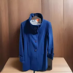 Chaquetón de lana Pendleton para mujer azul real talla 6 pequeño con cuello abotonado - Imagen 1 de 9