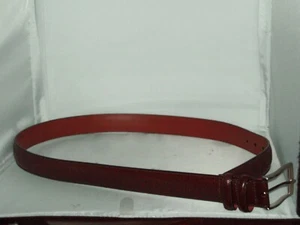 PERRY ELLIS Size 38 CHOCOLATE BROWN LEATHER BELT DP35150 SILVER TONE BUCKLE NWT - Picture 1 of 6