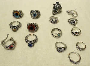 15 Gothic Punk Snake Dragon Animal Devil's Eye Adjustable Rings Men and Women - Picture 1 of 6