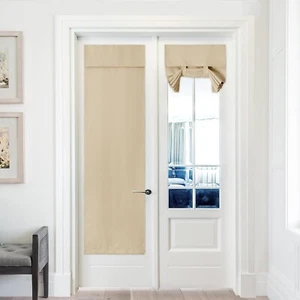 Blackout Door Curtain 80" Biscotti Beige, French Patio Glass Door Blind w/Tie-Up - Picture 1 of 7