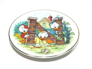 Walt Disney Collection Alphabet N Mini Plate Porcelain Nephews Huey Dewey Louie - Picture 1 of 12