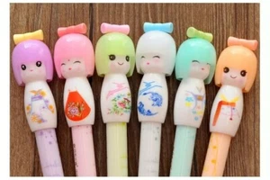 Kawaii Japanese Doll Pen. Fine liner, cute stationery. UK Seller. Black ink. - Picture 1 of 4