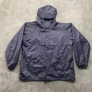 Lands' End Jacket Extra Large Blue Hooded Outdoors Rain Coat Polyvinyl Hiking - Picture 1 of 10