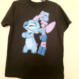 Disney Stitch Girls Short Sleeve Black Color T-Shirt Sizes 5T - Picture 1 of 4