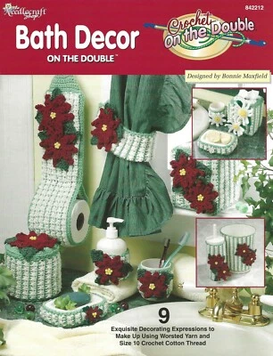 Bath Décor on the Double Crochet Poinsettia Daisies Soap Dispenser Toilet Brush - Image 1 of 2
