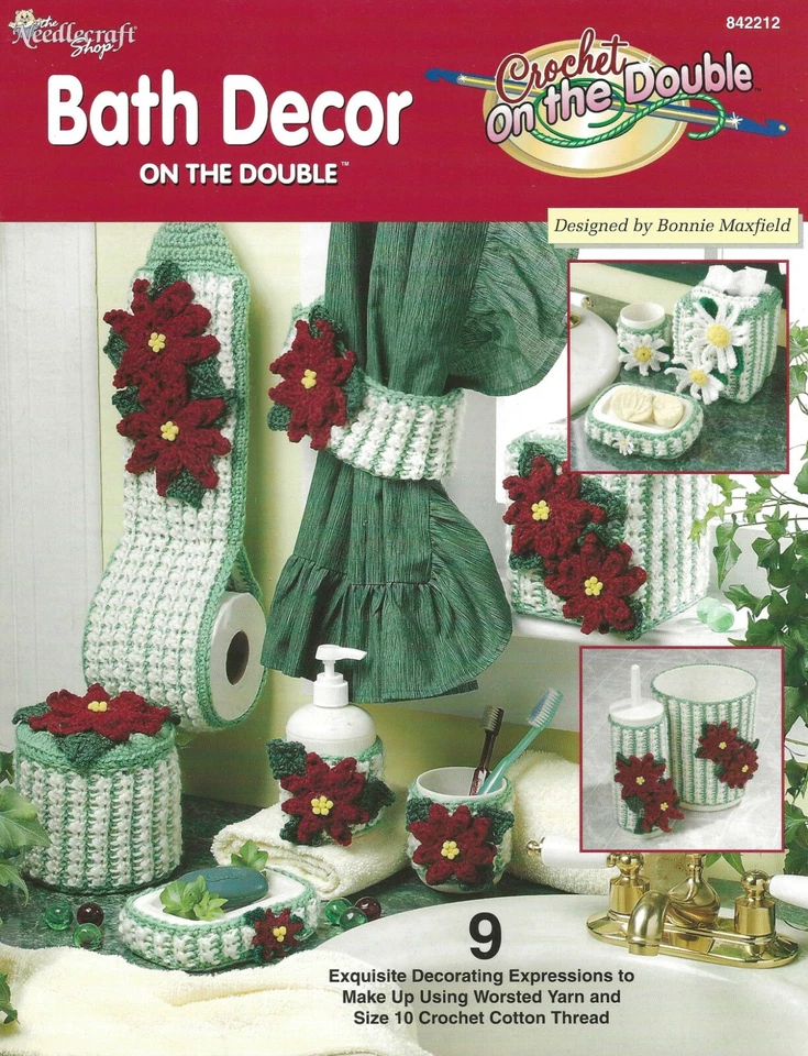 Bath Décor on the Double Crochet Poinsettia Daisies Soap Dispenser Toilet Brush - Image 1 of 2