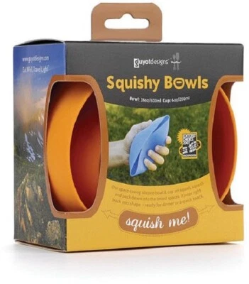 GUYOT DESIGNS SQUISHY CUP + BOWL SET SQUISH SQUASH FOLD EASY PACK TRAVEL BOWLS