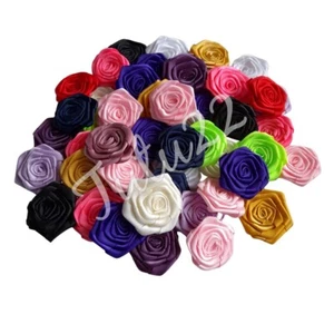 2" flat ribbon rose flower prom wedding baby hair embellishment UK SELLER (3pk) - Picture 1 of 40
