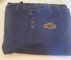 Camisa Harley Davidson Azul Oscuro Mangas Largas 4 Botones Para Hombre XL ALTA - Imagen 1 de 7