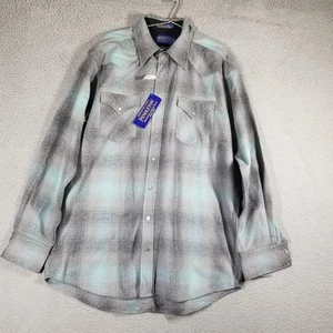 VTG Pendleton Shirt Mens LT Large Long High Grade Western Wear Wool Snap Pearl - Picture 1 of 9