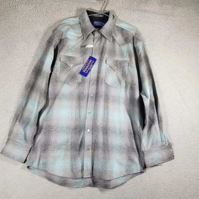VTG Pendleton Shirt Mens LT Large Long High Grade Western Wear Wool Snap Pearl - Image 1 of 4