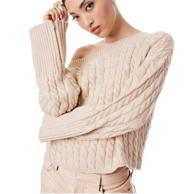 Nuevo con etiquetas Suéter Alice + Olivia Ina Tejido con Cable Mezcla de Lana ALMENDRA BREZO Mujeres Talla L Foto 1 de 4