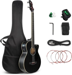 GLARRY Full Size Acoustic Electric Bass Guitar Beginner Kit, Cutaway 4 Strings E - Picture 1 of 12