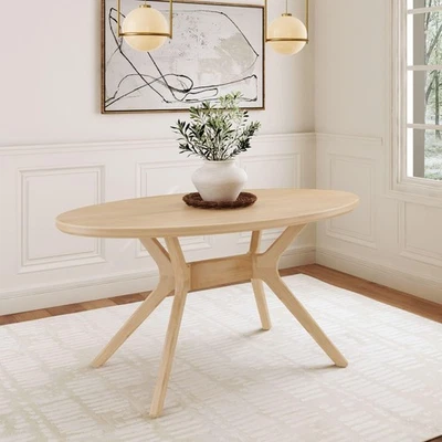 Verso Oval Dining Table, 62 Inch Solid Wood Kitchen, Minimalist Table for Din... - Image 1 of 4