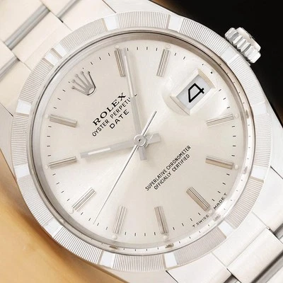 ROLEX OYSTER PERPETUAL DATE 15010 SILVER DIAL 34MM STAINLESS STEEL OYSTER WATCH - Image 1 of 4
