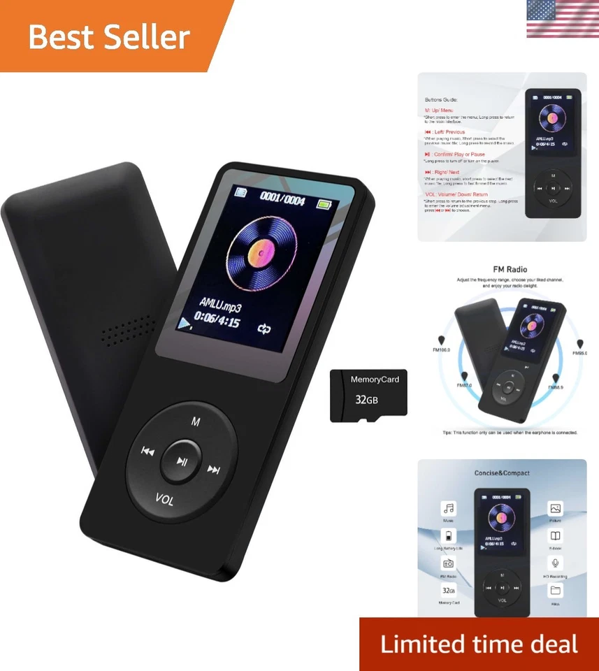 Mp3 Player 32gb With Speaker FM Radio Earphone Portable HIFI Lossless