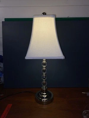 "Lámpara de mesita de noche con bolas de cristal de luz portátil Art Deco pantalla de 18"" con pantalla funciona" Foto 1 de 4
